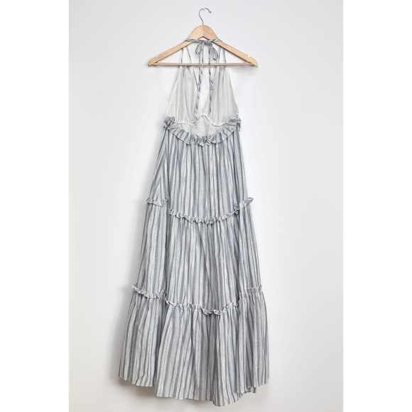 Lulus Vacay Babe Grey Striped Halter Maxi Dress Size S - Picture 6 of 12